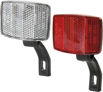 Productafbeelding van Fietsreflectorset, wit, vooraan + rood, achter racefiets MTB, voorspot, achterspot, kunststof houder