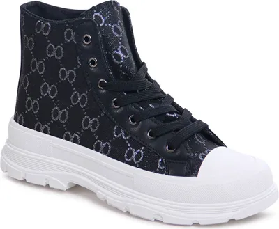 Produktbild von topschuhe24 2500 Damen Plateau Sneaker Print Turnschuhe , Farbe:Schwarz, Größe:39 EU