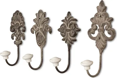 Produktbild von Antikes Wandhaken-Set, 4-teilig, Vintage, Shabby Chic, Kleiderhaken