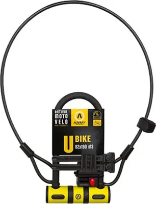 Obrázok produktu pre AUVRAY U-LOCK U-BIKE 82 x 150 mm, s rukoväťou a 100 cm káblom, priemer 8 mm