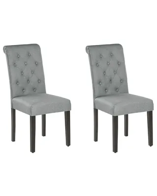 Produktbild von BELIANI Esszimmerstuhl 2er Set Grau Polsterbezug mit Knopfbezug Holzbeine Glamour Look Wohnzimmer Essbereich Gästezimmer Arbeitszimmer