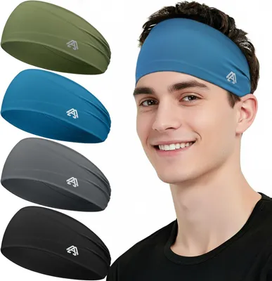 Produktbild von Sportstirnband 5 Stücke, für Herren, atmungsaktiv und schnelltrocknend, für Fitness