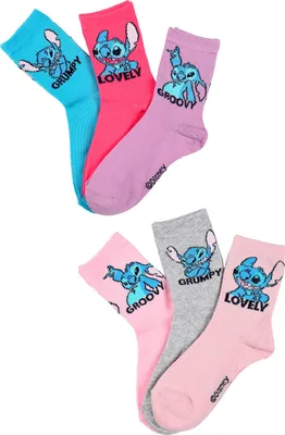 Produktbild von Stitch Kinder Mädchen Socken 6 Paar Strümpfe Paket, Größe:23-26