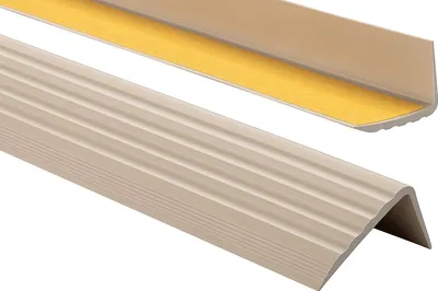 Produktbild von ProfiPVC Treppenkantenprofil Selbstklebend aus PVC Winkelprofil Kantenschutz Anti-Rutsch Treppenkanten-Schutzprofil 41x25mm 0,8m, Beige
