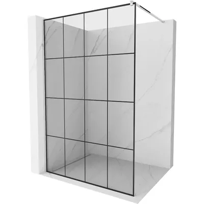 Obrázek produktu pro Mexen Kioto sprchová zástěna 130 x 200 cm, Průhledné/Černý vzor 8 mm, Chromovaná - 800-130-101-01-77