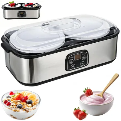 Joghurtbereiter 2L, 2 Gläser à 1000 ml, 20–55 °C, Timer bis 48 h