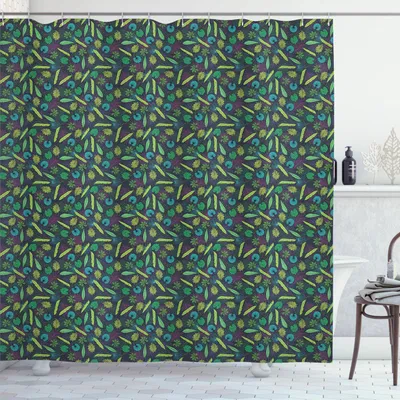 Produktbild von ABAKUHAUS Botanisch Duschvorhang, Tropische Pflanzen Dschungel Repetitive Monstera Palm Leaves, 175 x 220 cm, Seafoam Grün