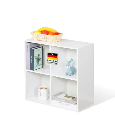 Produktbild von Bücherregal, Modernes MDF-Regal mit 4 Fächern und Anti-Kipp-Sicherung, 59,6 x 29 x 59,8 cm, Regal weiß, California