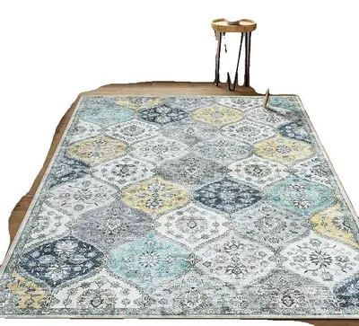 Productafbeelding van Tapijt, vlekbestendig, antislip, blauw-geel, 160x230 cm