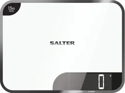Produktbild von Salter 1079 WHDR, Elektronische Küchenwaage, 15 kg, 1 g, Schwarz, Weiß, Glas, Arbeitsplatte