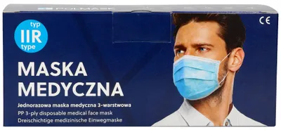 Produktbild von 50 medizinische OP-Masken Typ IIR, 3-lagig, blau, BFE >98 %