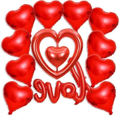 Immagine prodotto di Set di 12 palloncini a forma di cuore in foil - Decorazione