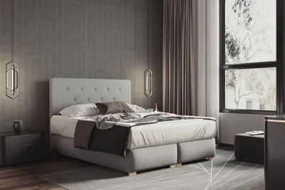Produktbild von Lupin Boxspringbett 160 x 200 Grau Polsterbett H3 Matratze mit Topper