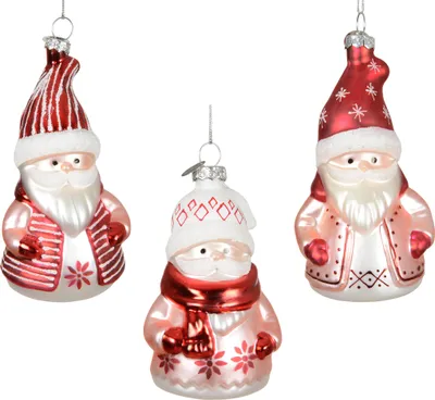 Christbaumschmuck Glas 11cm Weihnachtsmann Figur 1 Stück sort. Rot