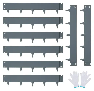 Obrázek produktu pro Ohraničení trávníku – ohraničení záhonů z pozinkované oceli – flexibilně ohýbatelné – s kolíky do země – 99 x 20,7 cm – 8 kusů – snadná montáž