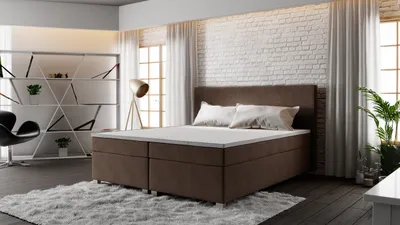Produktbild von Roe Furniture | Boxspringbett - SIMPLE - 180x200 cm - Braun - Mit Bonell-Matratze - Doppelbett - Tagesbett - Bett Schlafzimmer - Gästebett