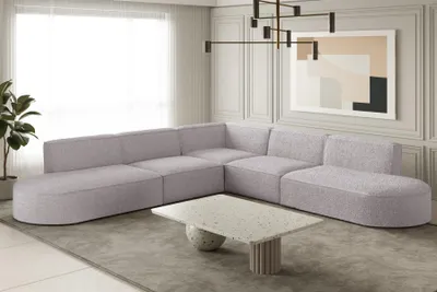 Produktbild von Ecksofa Designersofa PALMA in Stoff Ascot Rose Seite Universal