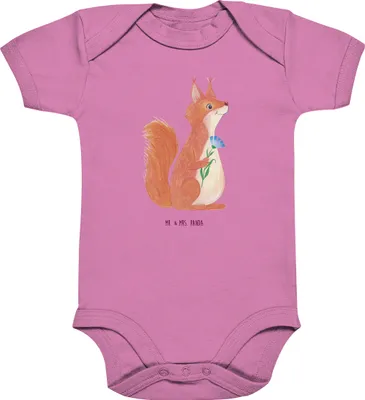 Produktbild von Mr. & Mrs. Panda Strampler Eichhörnchen Blume 12. - 18. Monat - Bubble Gum Pink - Geschenk, Lachen, Motivation Sprüche, Baby, Lustige, Kurzarmbody, Eichhorn, Spaß