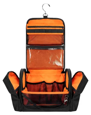 Produktbild von Kulturbeutel Zum Aufhängen für Reise, Herren, Großes Taktisches Kulturtasche, Hygienetasche, Dusch Organizer mit Haken für Toilettenartikel und Rasierpflege, Schwarz (Leere Tasche)