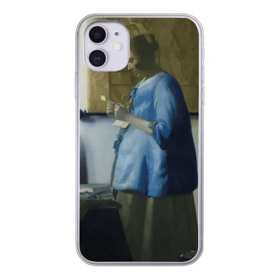 Produktbild von MuchoWow® Handyhülle Schutzhülle Hülle für iPhone 11 Frau in Blau liest einen Brief - Gemälde von Johannes Vermeer Silikon Softcase Handy Hülle - Handytasche