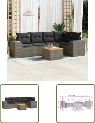 Produktbild von The Living Store 6-tlg. Garten-Sofagarnitur mit Kissen Grau Poly Rattan