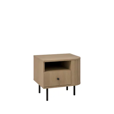 Produktbild von Nachtisch links OVARO 48 cm mit Schublade und offenem Fach – Moderner Nachttisch für Schlafzimmer – Beistelltisch – Cremona