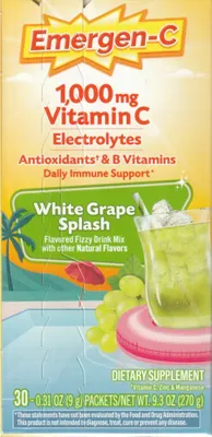 Immagine prodotto di Emergen-C 1000 mg Miscela per bevanda alla vitamina C, bevanda al succo d'uva bianca, 30 bustine