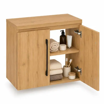 Produktbild von paplinskimoebel badezimmer wandschrank, unterschrank für badezimmer 60 x 39 x 56 cm, kleiner badezimmerschrank, gästebadezimmerschrank, eiche lancelot, KI-generiertes Bild