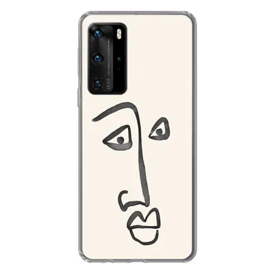Produktbild von MuchoWow® Handyhülle Schutzhülle Hülle für Huawei P40 Pro Gesicht - Augen - Strichzeichnung Silikon Softcase Handy Hülle - Schutz