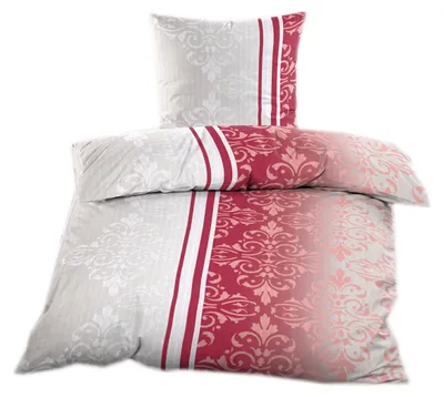 Produktbild von Seersucker Bettwäsche 135x200 mit Reißverschluss - Rot Beige mit Ornamente