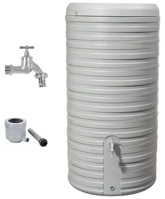 Immagine prodotto di GARANTIA NORDIC 2in1 serbatoio per pioggia set completo 300 litri grigio pietra incl. rubinetto cromato e raccordo pluviale