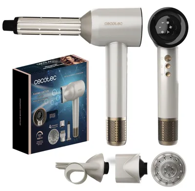 Immagine prodotto di Cecotec Asciugacapelli Motore Brushless e Tecnologia Plasma DryGlam Waves Champagne. 1600W. 110000RPM. 4in1 Testine. Effetto
