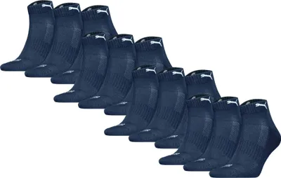 Produktbild von PUMA Uni Quartersocken, 12er Pack - Cushioned Quarter 12P, Logo, einfarbig Blau 39-42