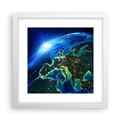 Produktbild von Gerahmtes Poster - Weißer Rahmen - Nacht raum welt ansicht - 30x30 cm - Wand Bild - Wanddeko - Wandbilder - Kunstposter - Wandposter - Bilderrahmen - Bilder - Kunstdruck - Wandbild - P2WAC30x30-2816