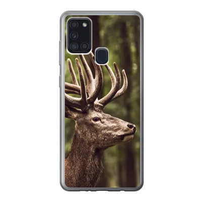 Produktbild von MuchoWow® Handyhülle Schutzhülle Hülle für Samsung Galaxy A21s Hirsch - Natur - Geweih - Wald - Tiere Silikon Softcase Handy Hülle - Hartschale