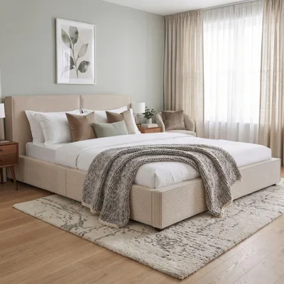 Produktbild von Juskys Polsterbett Salerno 180 x 200 cm, Cord Design & modern - Beige