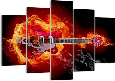 Produktbild von Bild auf Leinwand - Leinwandbild - Instrument Flammen Saiten - 150x100cm - Wand Bild - Wanddeko - Leinwanddruck - Bilder - Kunstdruck - Wanddekoration - Leinwand bilder - Wandkunst - EA150x100-0201