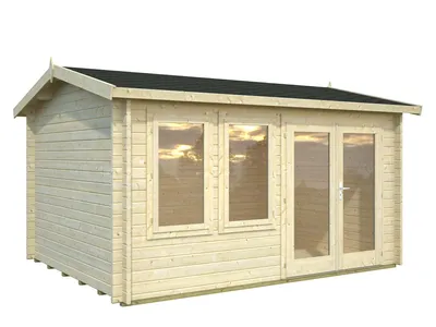 Produktbild von Palmako Gartenhaus Iris 11,1 m² aus Holz Gartenhaus mit 44 mm Wandstärke Holzhaus Fußboden inklusive Blockbohlenhaus 11.7 m² Satteldach