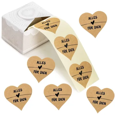 Produktbild von 200 Herzen Aufkleber auf Rolle mit Text ALLES LIEBE FÜR DICH