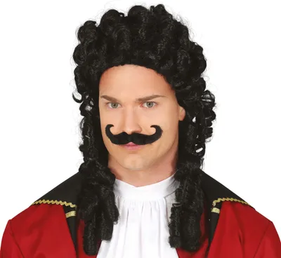 Produktbild von Piraten Kapitän Schwarze Locken Banditen Musketiere Abenteuer Karneval Fasching Kostüm Accessoire Freibeuter Rollenspiel Fantasie Gewand Kunsthaar, Farbe: Schwarz