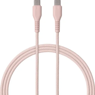 Image de Câble QUALO Nylon USB-C vers USB-C – 1,5 m, 3 A, Rose QKN-CC-16, Charge Rapide 60W