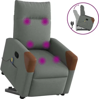 Produktbild von Massagesessel mit Aufstehhilfe Dunkelgrau Stoff