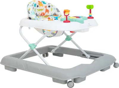 Image de Olmitos Trotteur pour bébé avec plateau d’activités, réglable en hauteur, pliable, avec système de blocage – Bleu/Gris