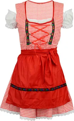 Produktbild von Dirndle knielang mit Bluse und roter Schürze Gr. 40 - Dirndlkleid