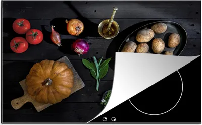 Produktbild von KitchenYeah© Herdabdeckplatte Suppe - Kürbis - Herbst , 80x52cm, Küche Deko, Glaskeramikkochfeld Herdabdeckung, Abdeckplatte fùr Kochfeld