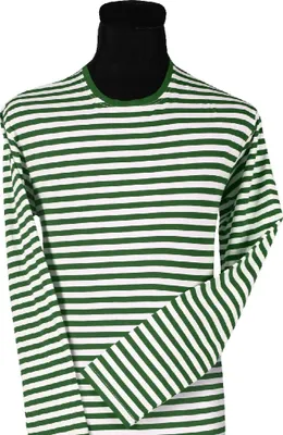 Produktbild von T2594-0302-XL grün-weiß Damen-Herren Langarm Streifenpulli Clownshirt Gr.XL