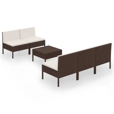 Produktbild von vidaXL 6-tlg. Garten-Lounge-Set mit Auflagen Poly Rattan Braun