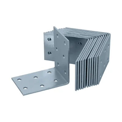 Zdjęcie produktu dla HELPMATE - 12 perforowanych wsporników panelowych 60x60x40 mm - łącznik kątowy ocynkowany i pasywowany na niebiesko - łącznik drewniany z doskonałą ochroną antykorozyjną - wspornik perforowany
