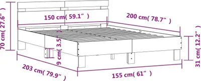 Produktbild von vidaXL Bettgestell mit LED ohne Matratze Schwarz 150x200 cm