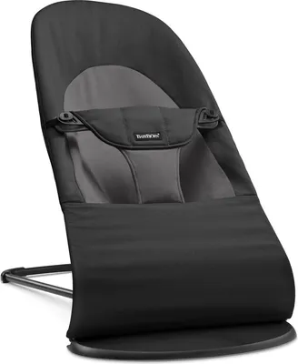 Produktbild von BABYBJÖRN Babywippe Balance Soft - Woven  Schwarz dunkelgrau mit schwarzem Gestell